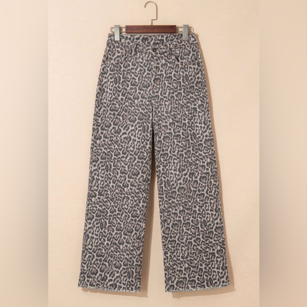 Leopard Print Wide-Leg Pants